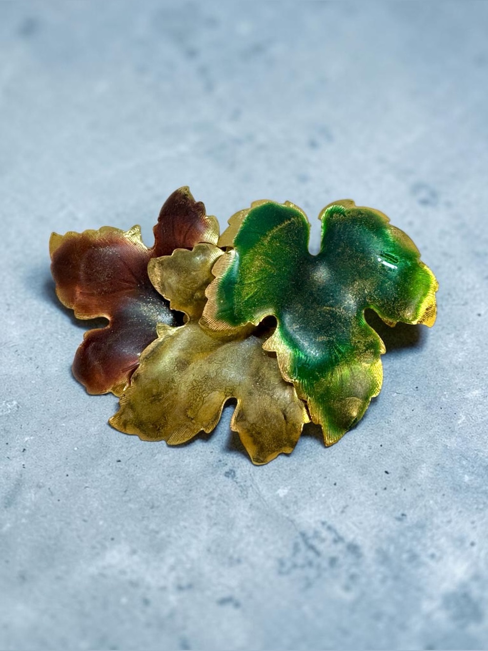 Metal Leaf Accent Trio in Green, Gold, Brown and Red